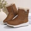 Large size medium tube snow boots for women's autumn and winter new velvet thickened side zipper flat-soled cotton shoes cotton boots for women