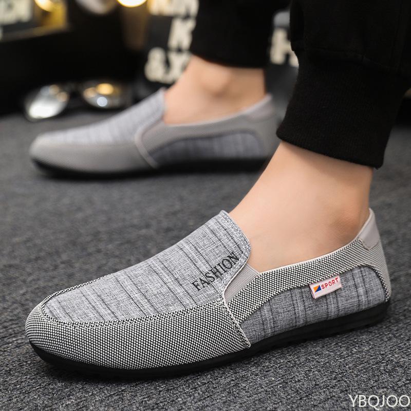 Fashion Summer Men's Flat Bottomed Single Shoes Canvas Casual Trend Set Feet Shallow Mouth Loafers Men Zapatos De Hombre Luxury Sneakers
