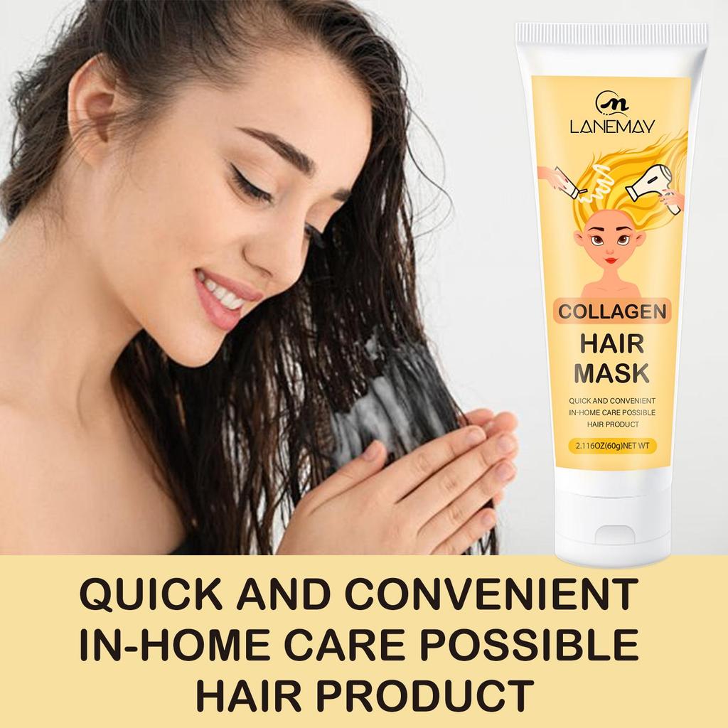 COLLAGEN HAIR MASK-Nourishing Deep Conditioner for Dry, Damaged Hair, Restores Elasticity & Shine, Alcohol-Suitable for Women & Men