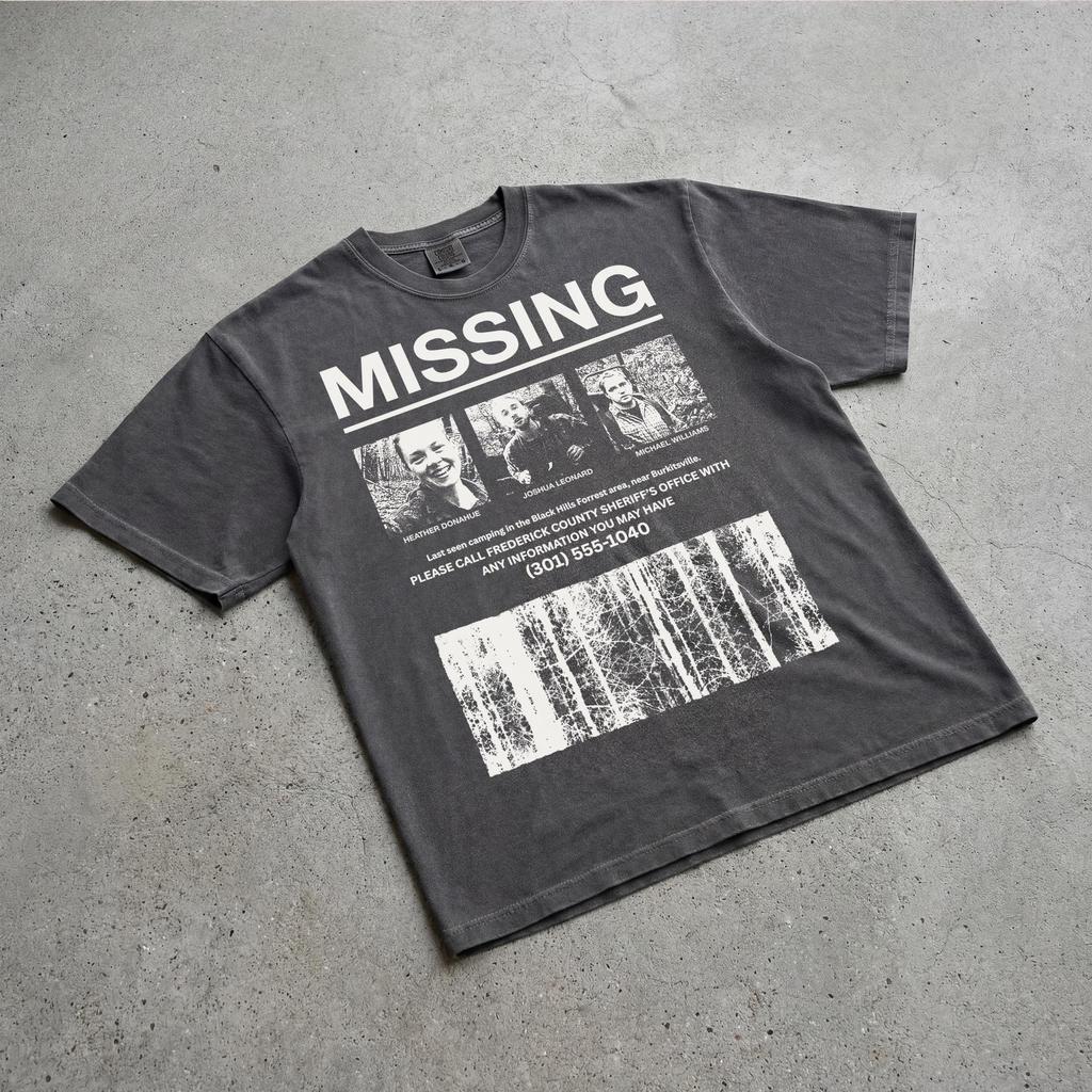 Witch Missing Poster T-Shirt, Retro 90s Horror Movie Graphic Tee