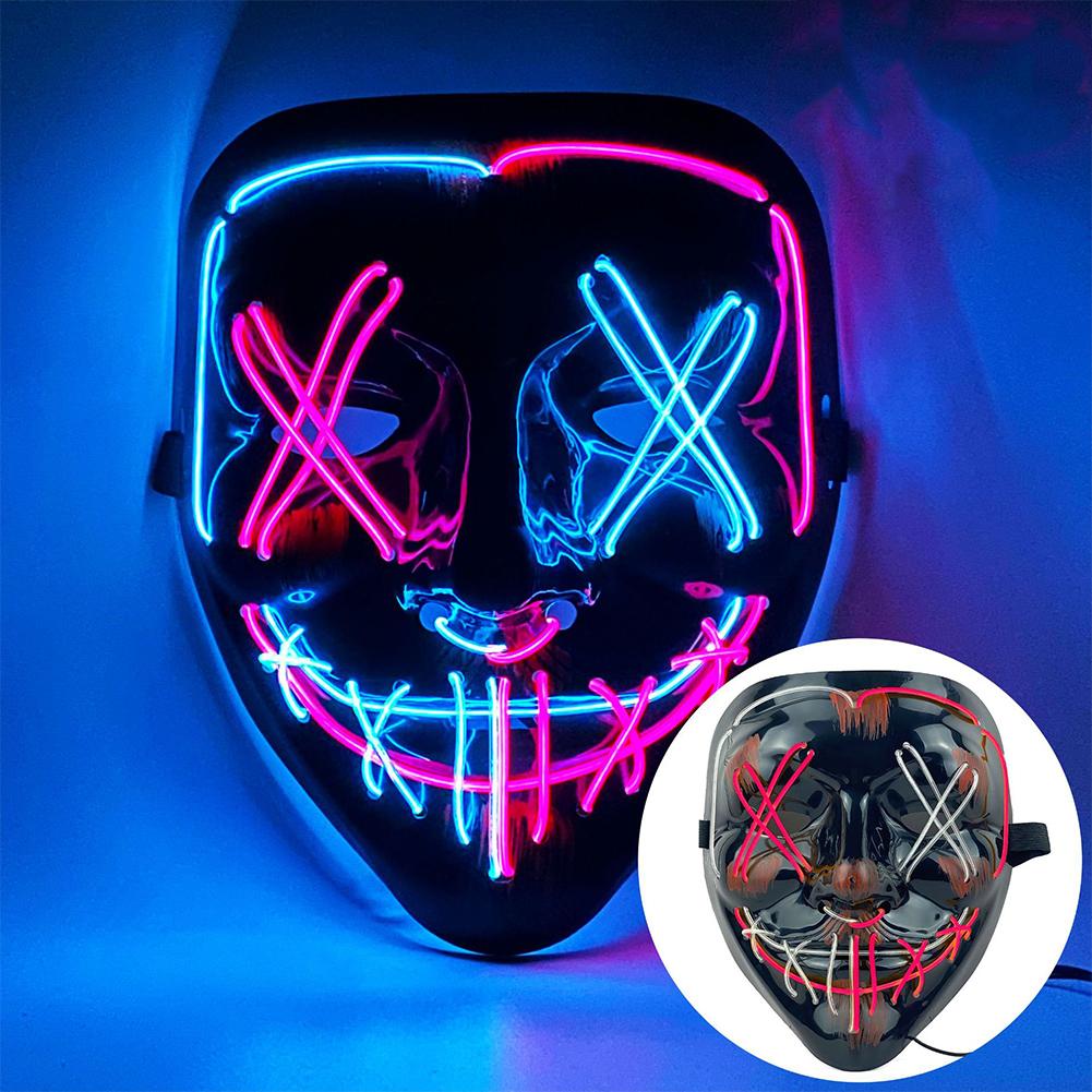 Wireless Halloween Neon LED Purge Mask Masque Masquerade Party Masks Light Grow In The Dark Horror Mask Glowing Masker