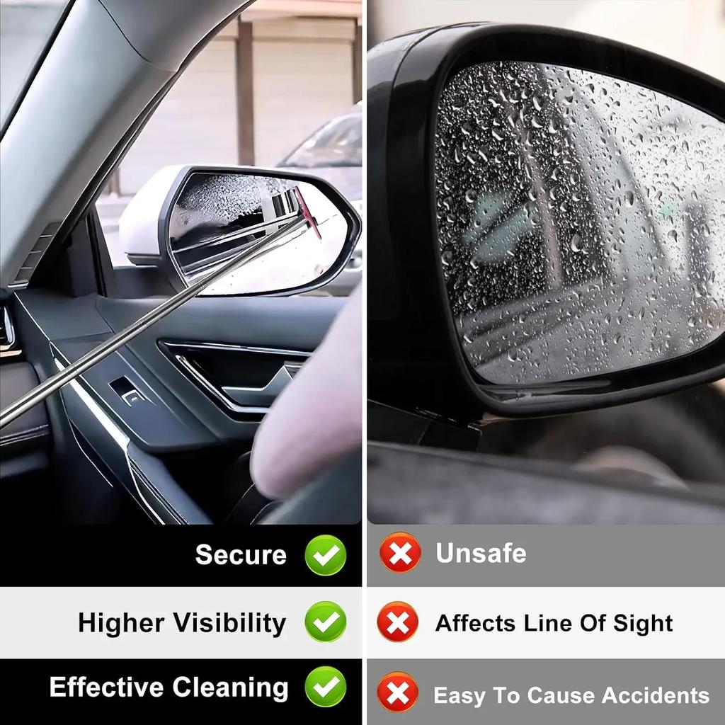 Einziehbarer Auto-Rückspiegelwischer, tragbares Reinigungsmittel für regnerische Tage, Rückspiegel-Wasserentferner, Glas-Regen-Reinigungswerkzeug