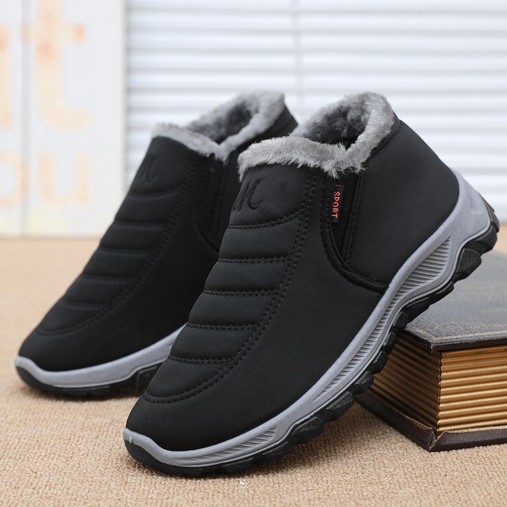 

Мужские и женские зимние сноубутсы одного стиля, для среднего и пожилого возраста, с напуском и утолщенные, теплые, тканевые хлопковые ботинки на одной педали 36