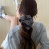 Gray Bow Square Large Hair Tie - Women's Ponytail Hair Accessory, Gentle on Hair