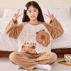Kids Flannel Pajamas Set Boys Girls Warm Long Sleeve Top And Pants Sleepwear Winter Home Nightwear