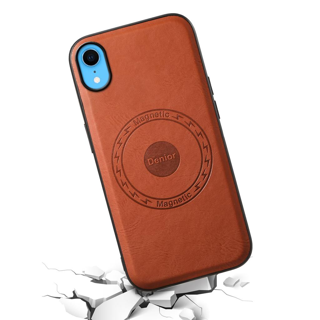 DENIOR For iPhone XR Case PU Leather Phone Back Cover Compatible with Magsafe