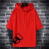 Herren Sommer Kapuzenshirt Kurzarm Lose Große Größe Kapuzenpullover Fünf Punkte Ärmel Top