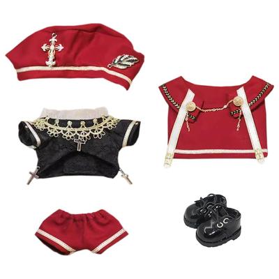 Niannyyhouse 10cm, 15cm, 20cm, 40cm Plüschpuppe mit europäischer Kleidung, Hut, Hemd, Hose, Schal, Lederschuhen, Baumwollpuppe, Accessoires, Anziehen