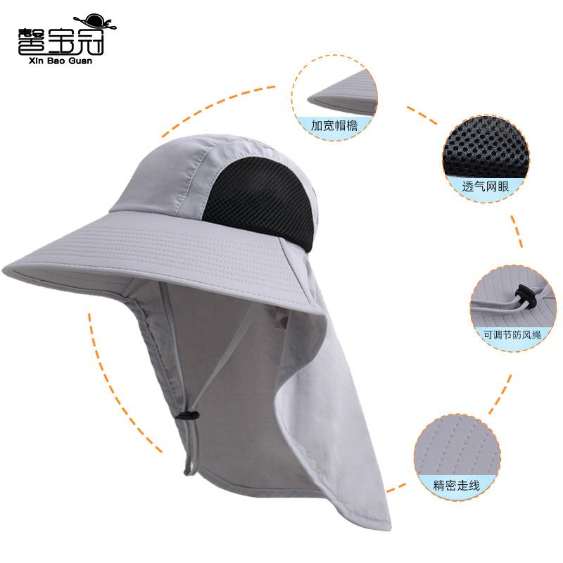 Summer outdoor sunshade sunscreen cap children mesh breathable eaves shawl bucket hat men's mountaineering sun hat