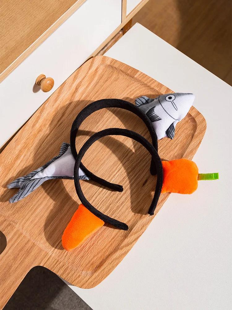 Funny Hair Bands Set Carrot Shark Headband Salted Fish Hairpin, Quirky Hair Accessories for Women Children Cute Gift Idea