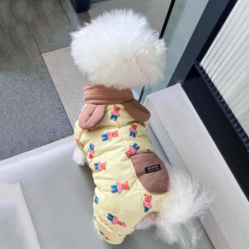 Puppy Warm Clothes Autumn Winter Pomeranian Schnauzer Sweater Four-legged Dog Small Ear Dog Clothes Velvet Dog Button-down Coat