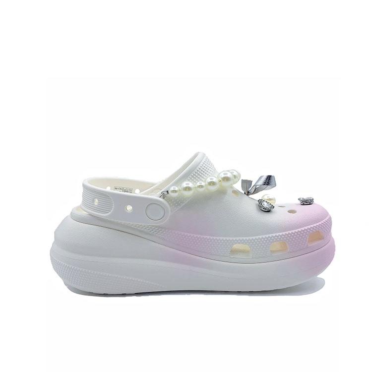 Crocs Crush Clog Pearl Pink Cute Campus Niche Beach Girl EVA Hole Shoes Unisex White Pink