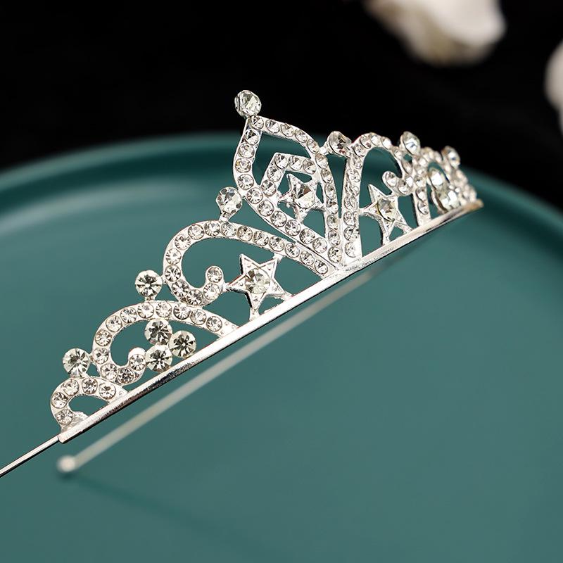 Serre-tête Couronne de Princesse à Strass pour Enfants - Mignon Style Peigne Chat Lapin Incrusté de Diamants pour Filles