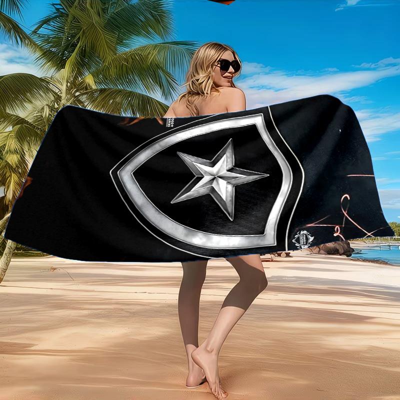 Shield With Star Emblem Printed Microfiber Beach Towel, Soft And Absorbent, Quick-Dry, Ideal for Summer Travel, Beach Essential, Swimming Pool