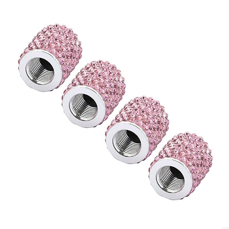 4pcs Stylish Tire Valves Caps with Rhinestones Twinkle Tire Valves Caps General