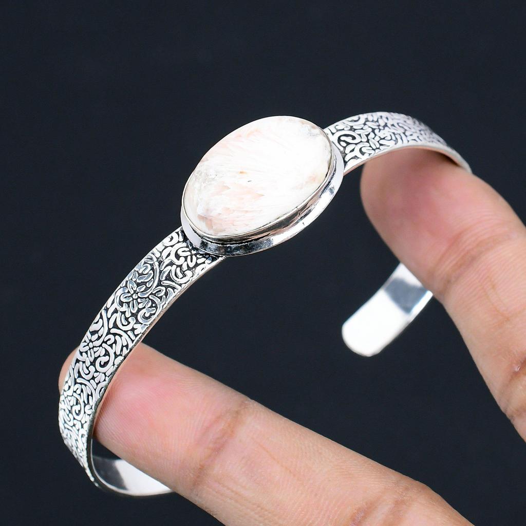 Venda de Halloween Pedra Preciosa Escolecita Filha Bracelete Nova e Moderna Prata de Lei 925