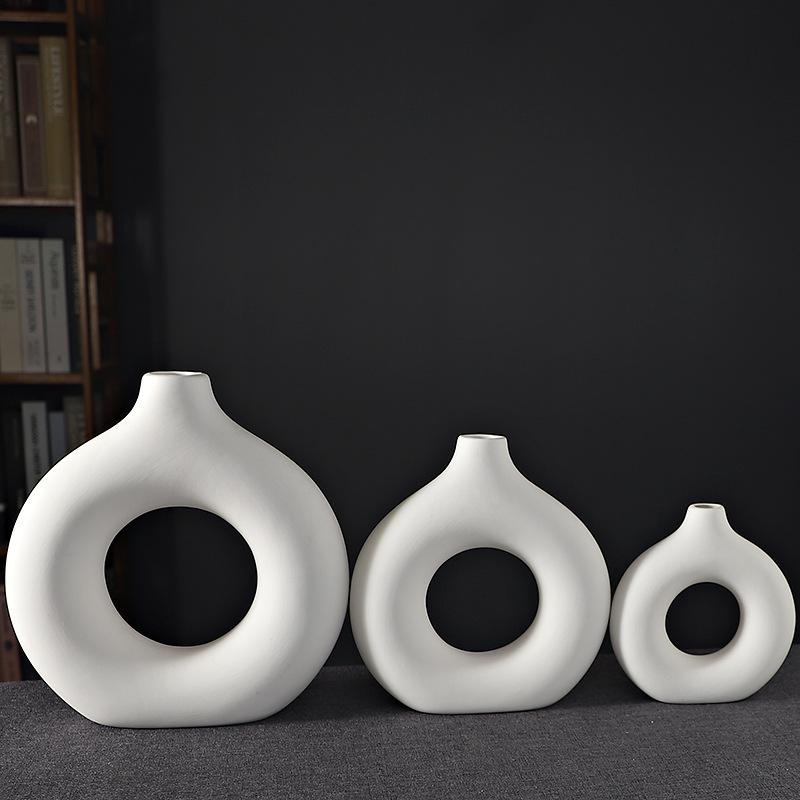 Post-modern Contemporary Customized Color Handmade Eco-Friendly Lightweight Ceramic Tabletop Vase 3 Customized Sizes Available (White,14.5cm) белый