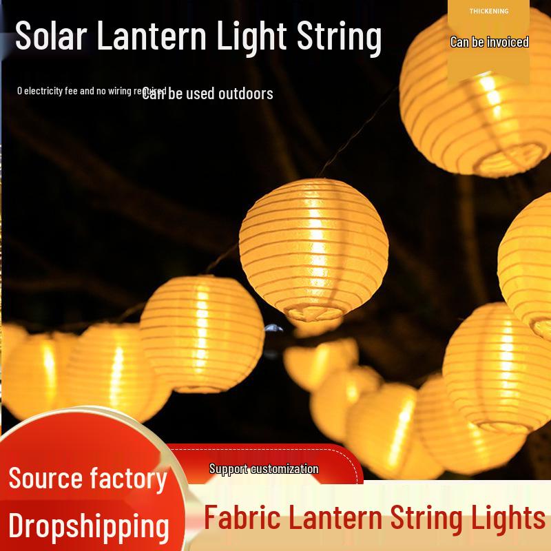 Solar LED Fabric Lantern String Lights - Colorful, Flashing, Starry Sky Decor for Outdoor Courtyard Festivals and Christmas
