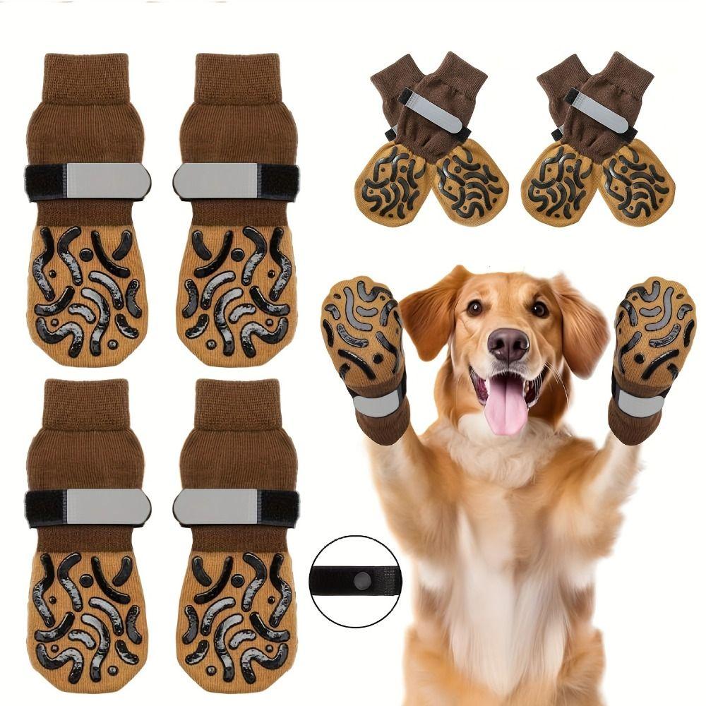 4 STÜCKE Rutschfeste Pfotenschutzsocken Kratzfest Haustiere Strick Socken Gemütliche Hundesocken Indoor