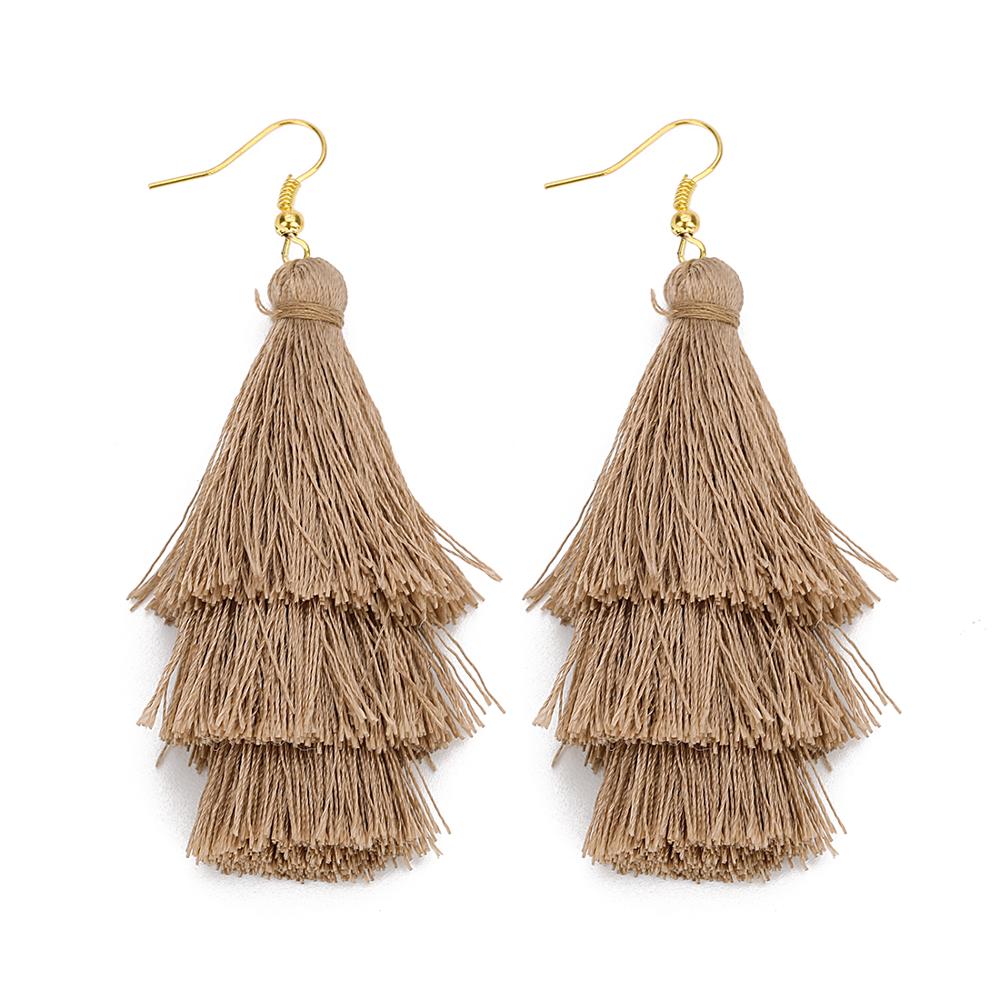 2020 3 Layered Bohemian Fringed Luxury Statement Tassel Earrings 2020 Boho Fashion Jewelry Women Long Drop Dangle Earrings