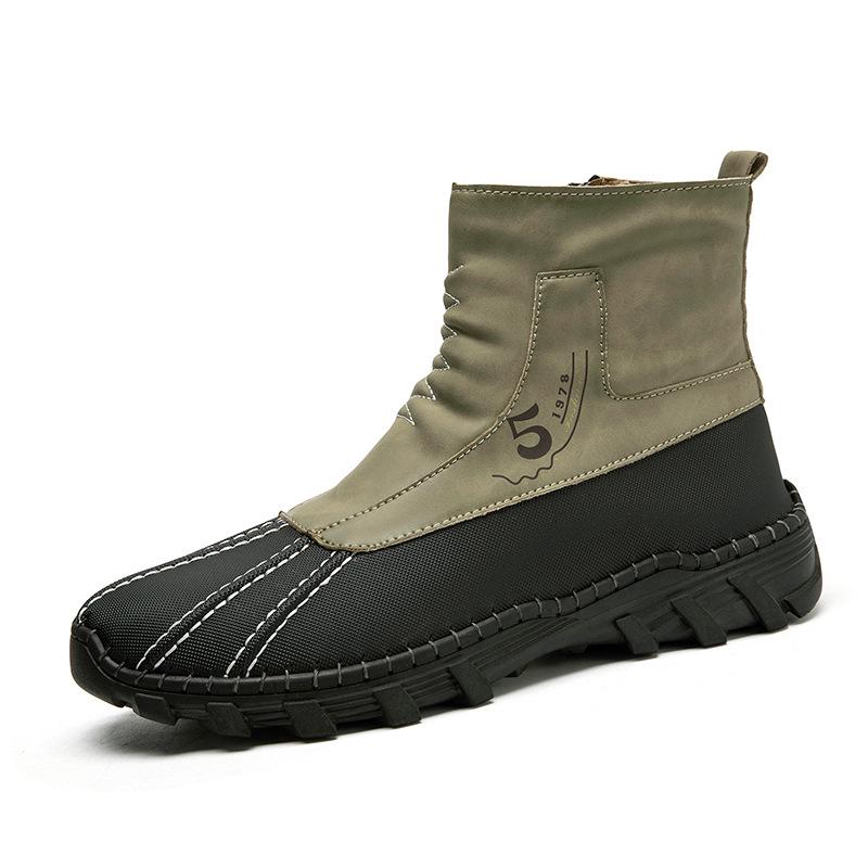 Men's High-Top Martin Boots: Fashionable Zipper, Outdoor, Large Size, Handmade Leather for Autumn & Winter