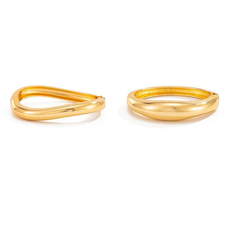 SHIXIN Minimalist Irregular Smooth Metal Open Bangle for Women Hip Hop Geometric Gold Color Stacked Bracelet New Trendy Jewelry