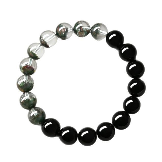 Authentic Phantom Green & Obsidian Crystal Energy Bracelet for Women