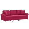Vidaxl 3-Osobowa Sofa Z Poduszkami, Winna Czerwień, 180 Cm, Aksamit
