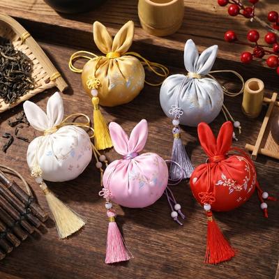 Brocade Mid-Autumn Festival Rabbit Sachet Bag Hanging Embroidery Sachet Pendant  Hanfu Accessory