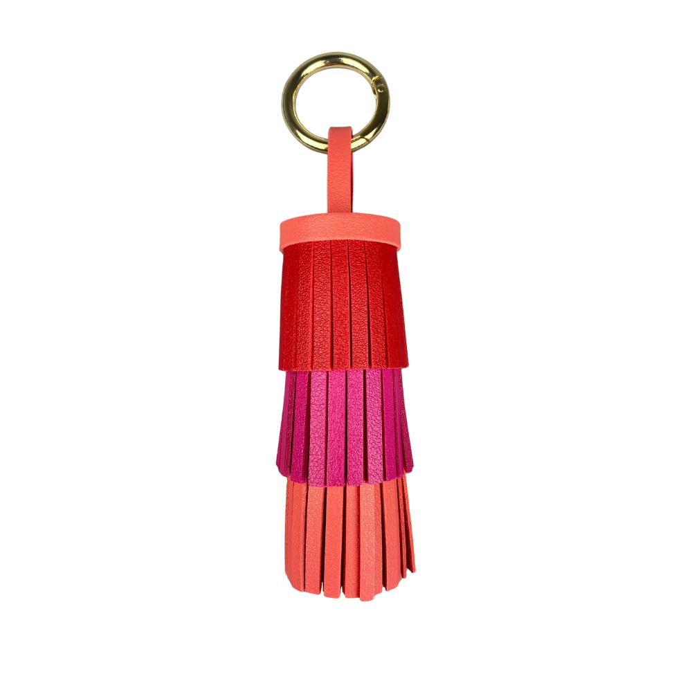 Handgemaakte Boheemse Leren Kwastje Bag Charm - Luxueus Dikke Franje met Grote Metalen Ring voor Tas & Sleutels - PU Leer - Perfect Als Cadeau