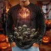 Men's Halloween Printed Neck Long Sleeve Shirt