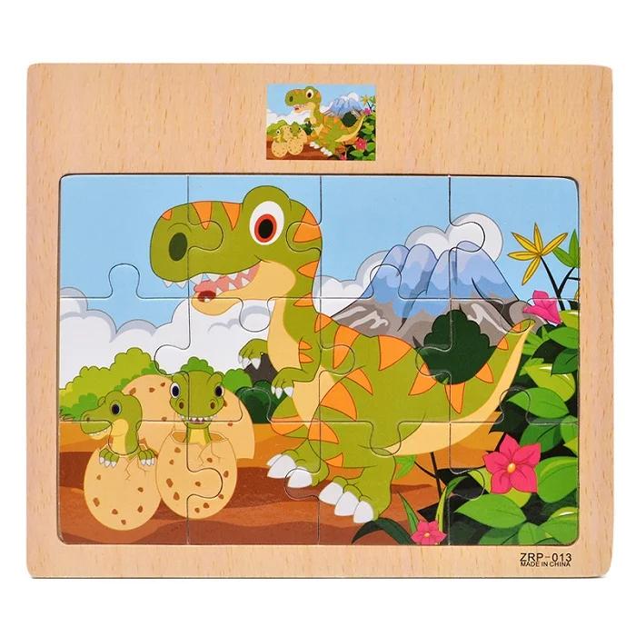 1pc Wooden Jigsaw Puzzle Kids Cartoon Animals Traffic Car Puzzles Game Kids Montessori Educational Toys for Children