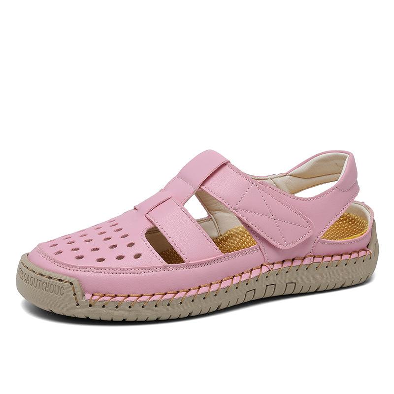 

Полая модная сумка, сандалии на толстой подошве, женские, лето 2025, дышащая обувь с отверстиями, на плоской подошве, на шнуровке, цветная, пляжная обувь, обувь для скейтборда 44 розовый