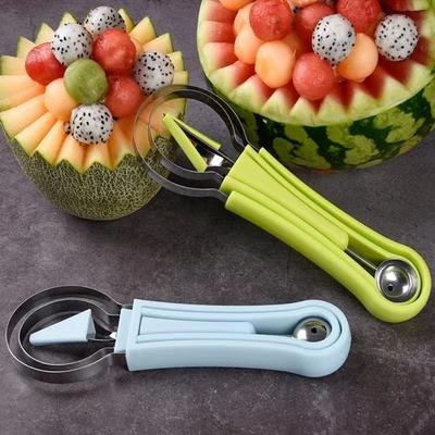 Rebanador de sandía, cuchara cortadora, cuchillo para tallar fruta, plato de fruta, separador de pulpa, utensilios de cocina para el hogar
