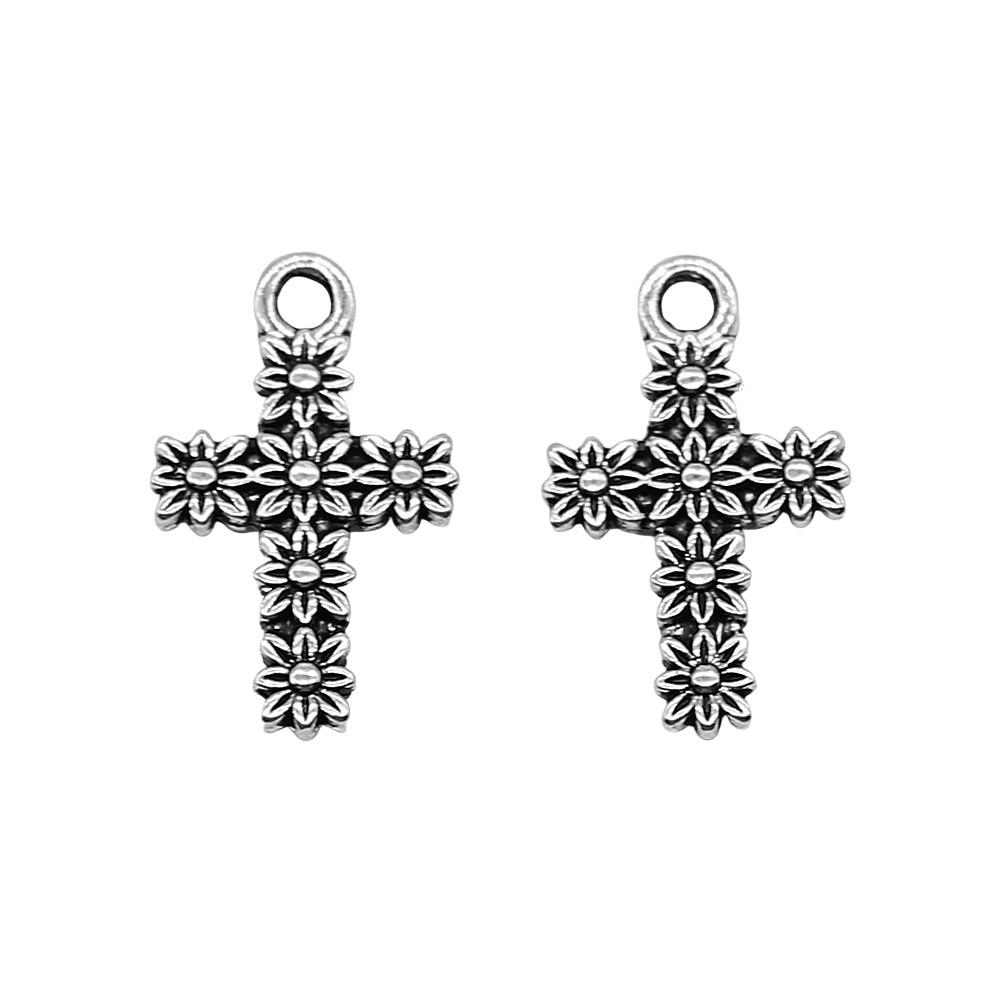 Vintage Cross Charms Multi Color Alloy Pendants For Religious Christian Jewelry