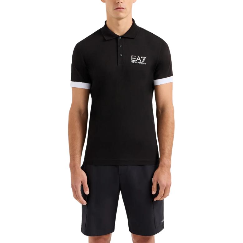 Emporio Armani EA7 SS24 Polo Shirt Men's Black 3DPF03-PJ02Z-1200