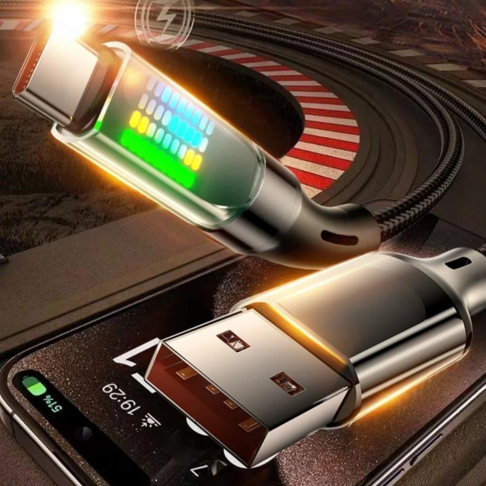 6A 120W Type C Cable Fast Charger Lead with LED Display for Huawei P40 Xiaomi Samsung iPhone 15 Charging Cord USB A to C Cable