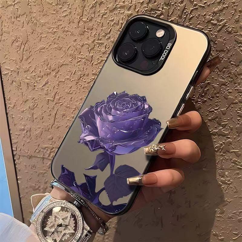 Purple ice rose is suitable for Apple 17Promax mobile phone case personalized vitality case iPhone16/15/14 Europe and America 13