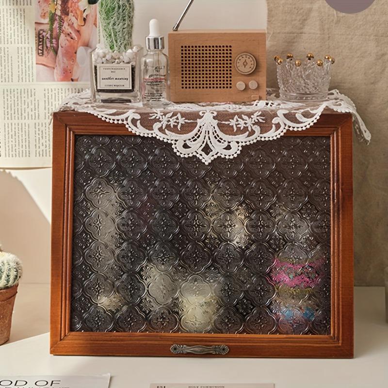 Wooden Vintage Desktop Storage Box with Flip Lid Retro Sundries Cosmetic Organizer Dust-proof Storage Box Home Table Decoration