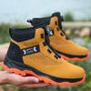 Fashion Waterproof Work Shoes Men High Top Rotating Button Safety Shoes Man Steel Toe Boots Leather Work Boots Sneakers Protective Boots