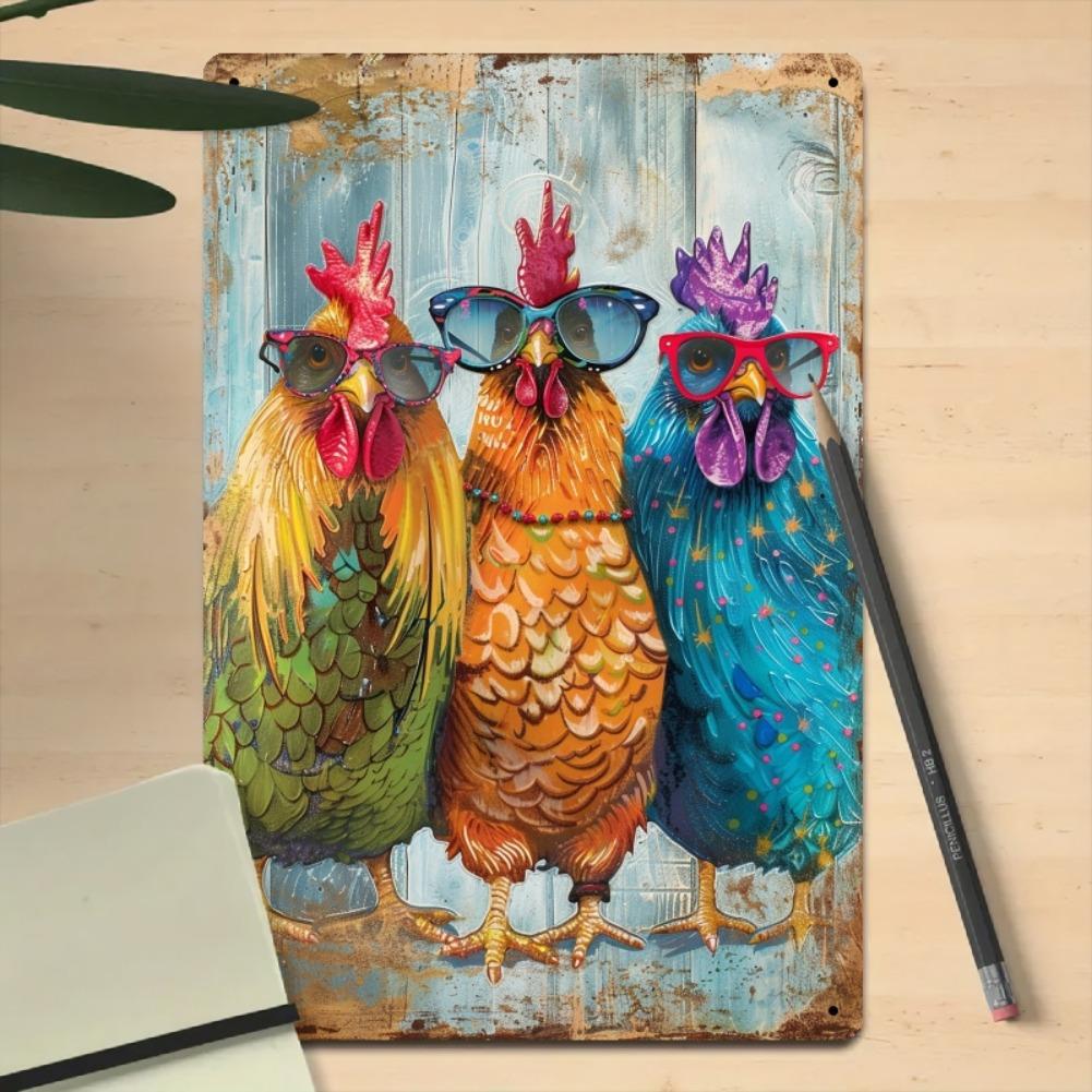 

8x12 Guard The Chicken Coop Metal Iron Sign - Rustic Indoor/Outdoor Room Decor, Multi-purpose Wall Hanging for Cafe Garage 20x30cm（7.8x11.8inch）