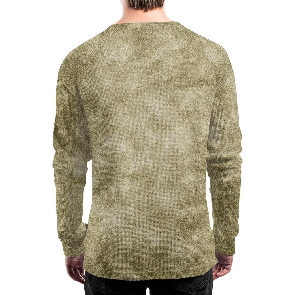 Pánský volný ležérní top s límečkem na knoflíčky a dlouhým rukávem
