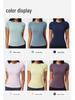 Damen Nude-Feeling Amerikanischer Stil Schnelltrocknendes Kurzarm-T-Shirt - Schlankmachendes Yoga-, Sport-, Fitness- und Laufoberteil