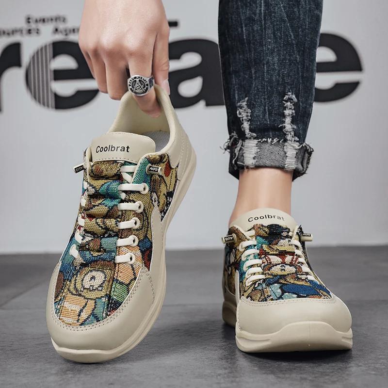 Fashion Men's 2025 New Fashionable Sports Shoes - Breathable Mesh Fabric Flat and Comfortable Casual Running and Outdoor Hiking Shoes