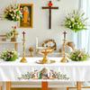 VIKAMA Holy Family Church Altar Tablecloth Floral Embroidery Rectangular Table Cover Religious Chapel Decor