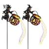 Glowing Yard Art for Halloween Witch Cauldron Light, Flying Silhouette Garden Stake with Colorful Landscape Lighting LED, Spooky Outdoor Decorative