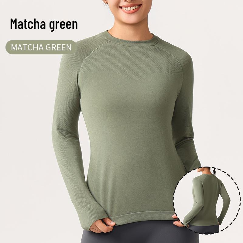 

Autumn Winter Breathable Long Sleeve Yoga & Running T-shirt - High Stretch, Bare Feel, Round Neck Large