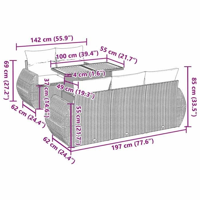 VidaXL Garden Lounge Set 6 Pcs with Cushions Black Braided Resin 3327212