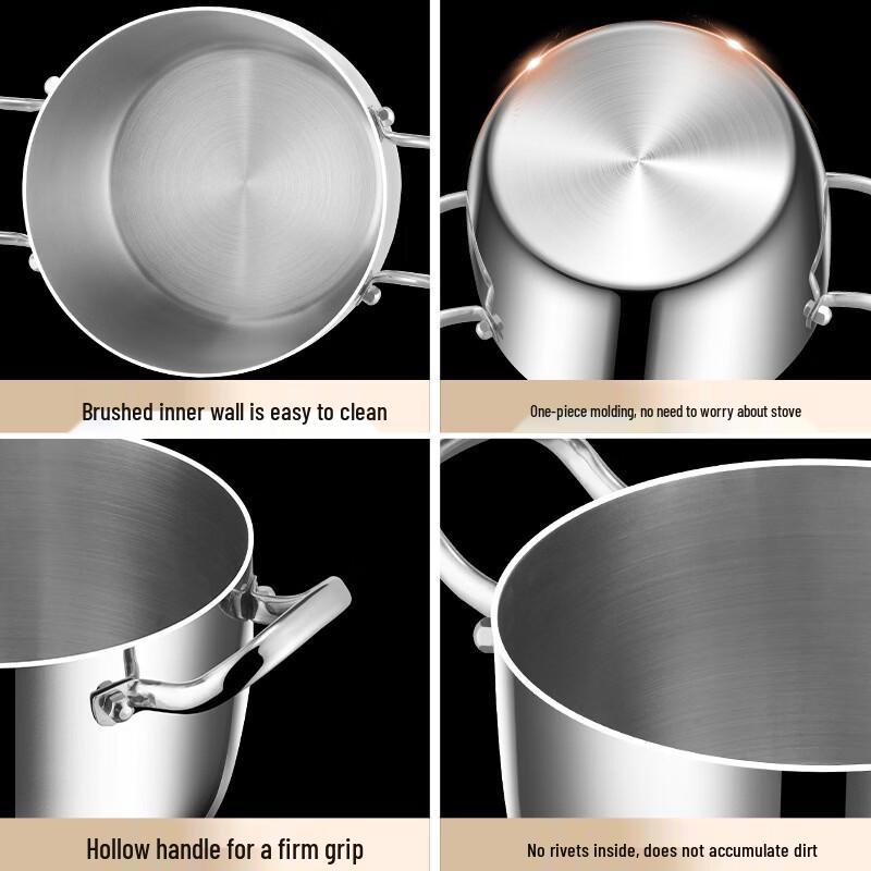 ZISIZ 24cm Large 304 Stainless Steel Steamer & Soup Pot