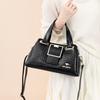 Women’s Crocodile Texture Top Handle Bag with Gold Buckle Casual Chic Shoulder Handbag for Daily Office Use